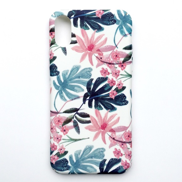Accessories - LAST ONE iPhone X Case Pink Floral Tropical Leaves